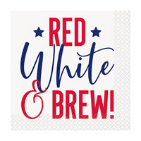 Peppy Patriotic 'Red, White & Brew' Beverage Napkins, 16 ct