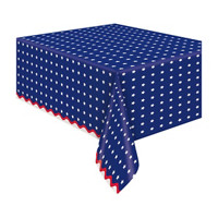 321 Party! Plastic Scalloped Peppy Patriotic Tablecloth, 54 in x 84 in
