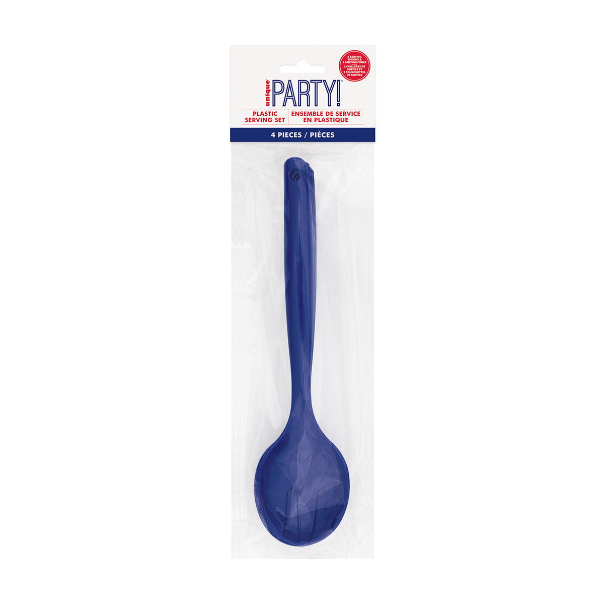 Navy Blue Plastic Serving Utensils Set, 4 pc