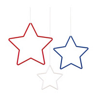 Plastic Red, White, and Blue Star Hanging Decorations, 3  ct