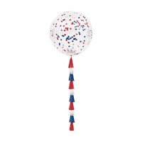 Giant Latex Patriotic Confetti Balloon with Tassel Tail, 24'