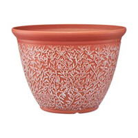 Floral Textured Plastic Planter, 12 in