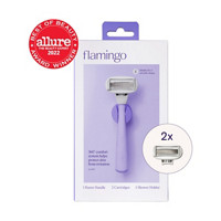 Flamingo Women's Razor with Handle, Lilac, 2 ct