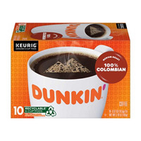 Dunkin’ 100% Colombian Medium Roast Coffee K-Cup Pods, 10 ct