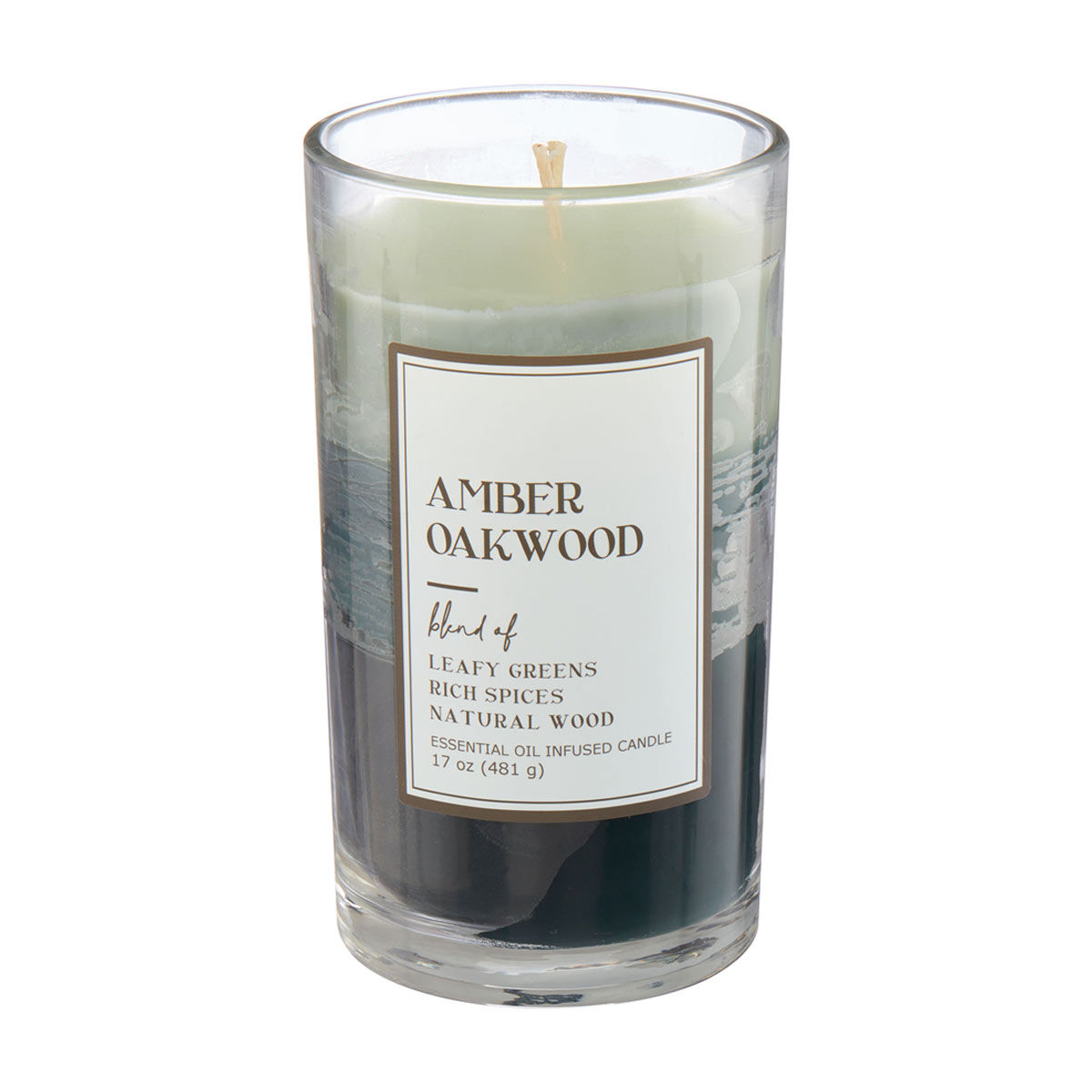 Amber Oakwood Essential Oil Infused Scented Candle, 17 oz