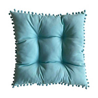 Decorative Pom Floor Cushion, 18 in x 18 in, Blue