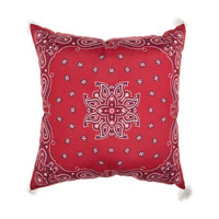 Bandana Printed Square Pillow with Tassel, 18 x 18 Inches