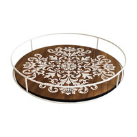 Wooden Round Tray with Metal Frame, Small