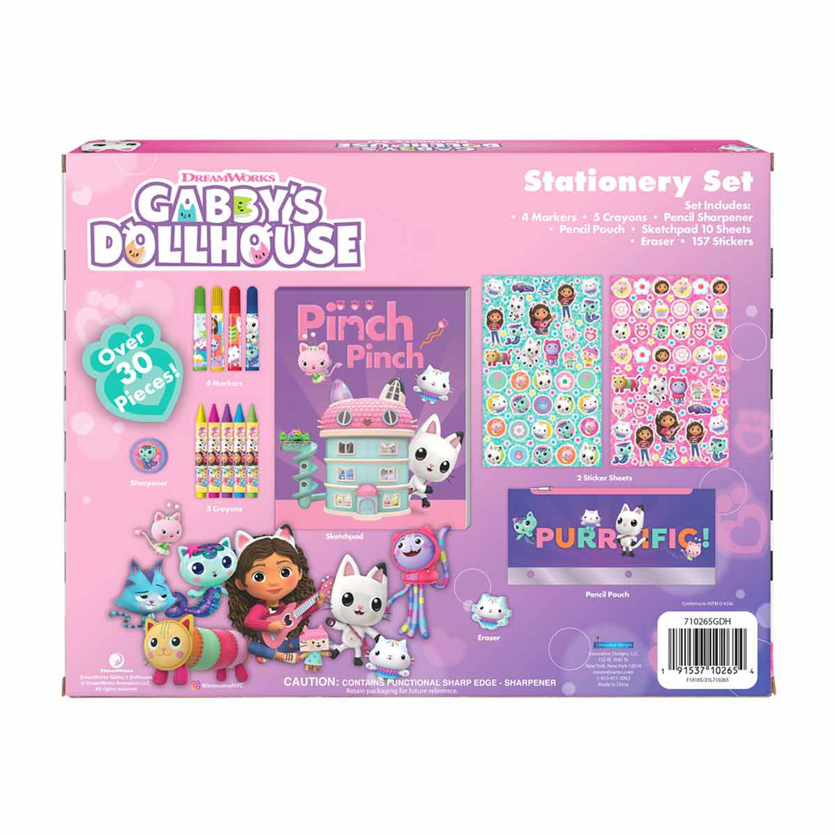 Gabbys Dollhouse Stationery Set - 11 PC Bundle with Gabbys Dollhouse Folder, Notebook, Erasers, Case, Stickers, and More Gabbys Dollhouse School S