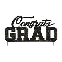 Gold Foil Flecked Black Acrylic ‘Congrats Grad’ Centerpiece Decoration