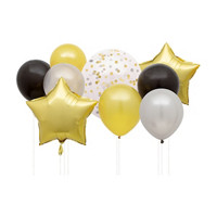 Black, Silver, and Gold Foil Star & Latex Balloon Kit, 9 pcs