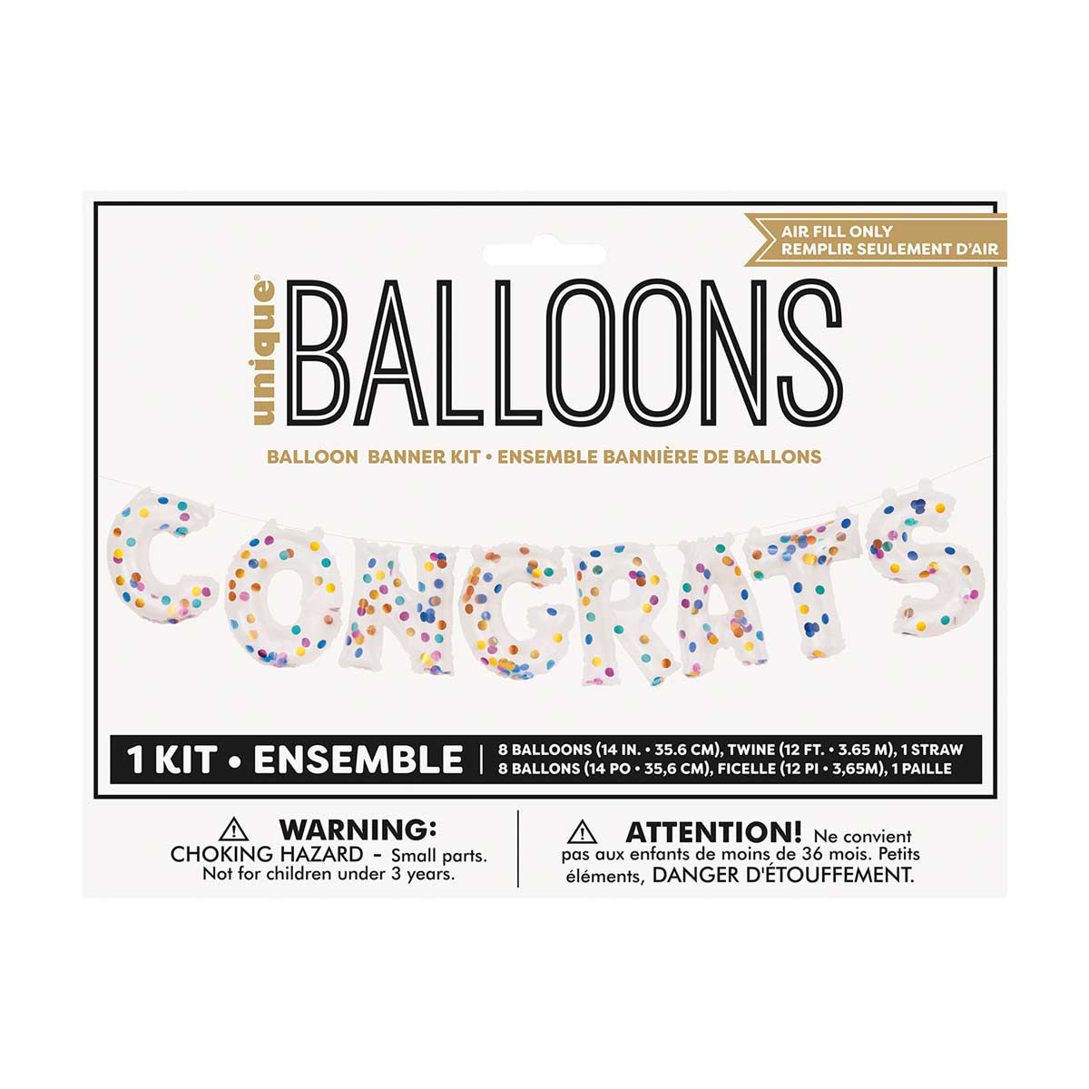 ‘Congrats’ Balloon Banner Kit, Clear Confetti