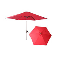 Aluminum 9 ft Crank and Tilt Market Outdoor Patio Umbrella, Red