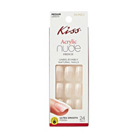 KISS Salon Acrylic Nude French Manicure Natural Ultra-Smooth Nails - Medium Length, 24 ct