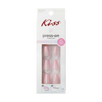 KISS Solid Color Medium Coffin Press-On Nails, Pink,