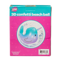 3C4G 3D Confetti Beach Ball, Narwhal, 24 in