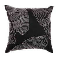 Banana Leaf Printed Pillow, Black, 18 in x 18 in