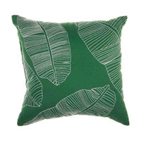 Banana Leaf Printed Pillow, Green, 18 in x