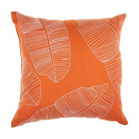 Banana Leaf Printed Pillow, Rust, 18 in x 18 in