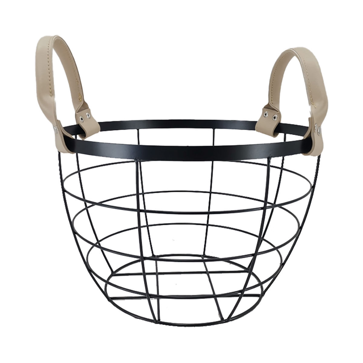 Metal Basket, Black, Round, Large