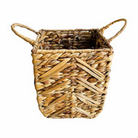 Water Hyacinth Rectangular Storage Basket with Handles, Large
