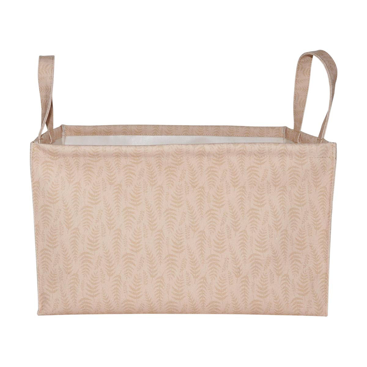Leaf Printed Rectangular Storage Basket with Handles, Small