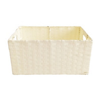 Cream Paper Rope Rectangular Storage Basket, Medium
