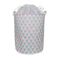 Floral Printed Round Fabric Laundry Hamper, Large