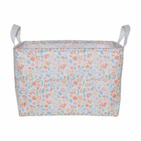Floral Printed Rectangular Storage Basket with Handles, Small