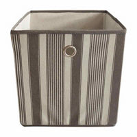 Striped Foldable Storage Cube Bin, Gray