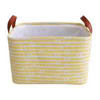 Yellow Printed Rectangular Storage Basket with Handles, Small