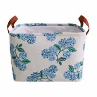 Floral Printed Rectangular Storage Basket with Handles, Small