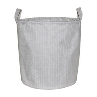 Gray Dotted Round Storage Basket with Handles, Large