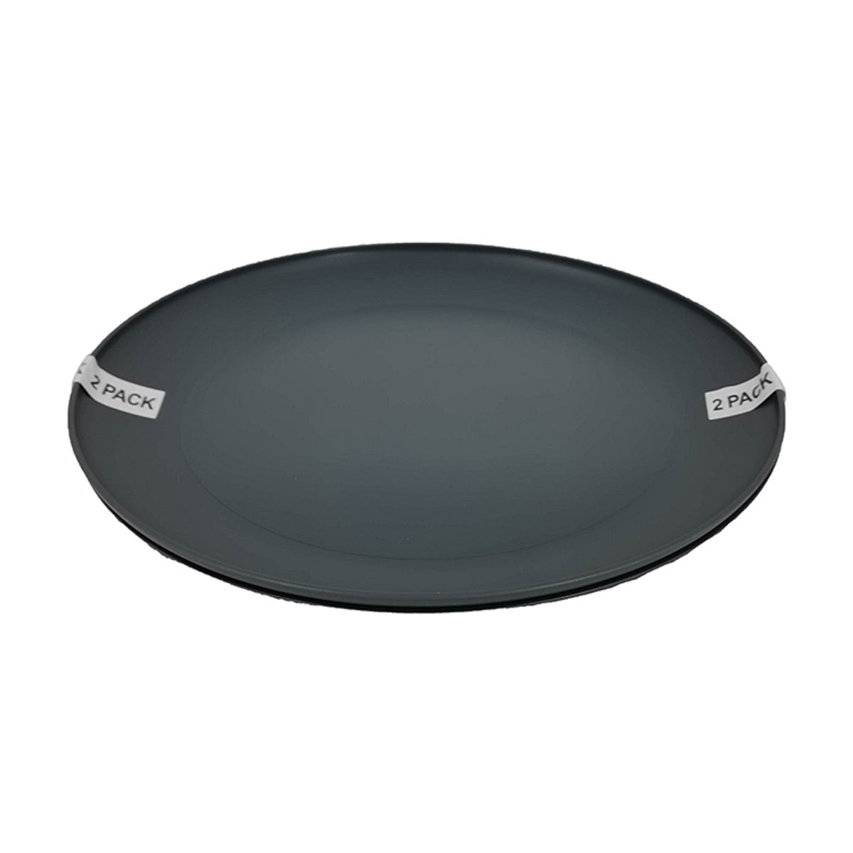Dark Gray Matte Plastic Dinner Plate, Pack of 2