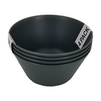 Dark Gray Matte Plastic Small Bowl, Pack of 4