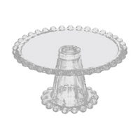 Beaded Edged Glass Cake Stand, Clear