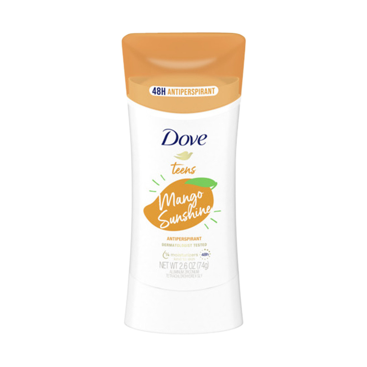 Dove Teens Antiperspirant Deodorant Stick, Mango Sunshine, 2.6 oz