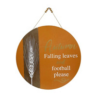 'Autumn falling leave, Football please' Round Wall Sign