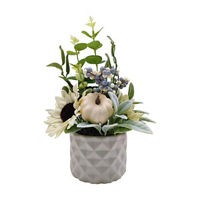 Harvest Artificial Sunflower Arrangement with Ceramic Pot