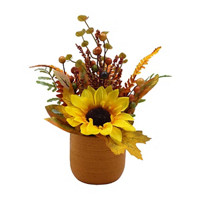 Harvest Artificial Sunflower Arrangement with Ceramic Pot