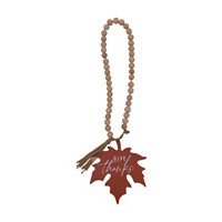 'Give Thanks' Metal Leaf with Wooden Beads Decoration