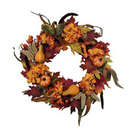 Harvest Artificial Floral Wreath, 24 in