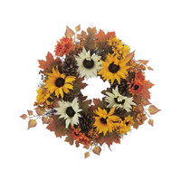 Artificial Sunflower Wreath, Orange 