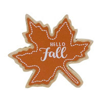 &#x27;Hello Fall&#x27; Wooden Leather Leaf Shape Décor