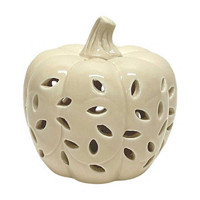 Small LED Ceramic Pumpkin, Cream