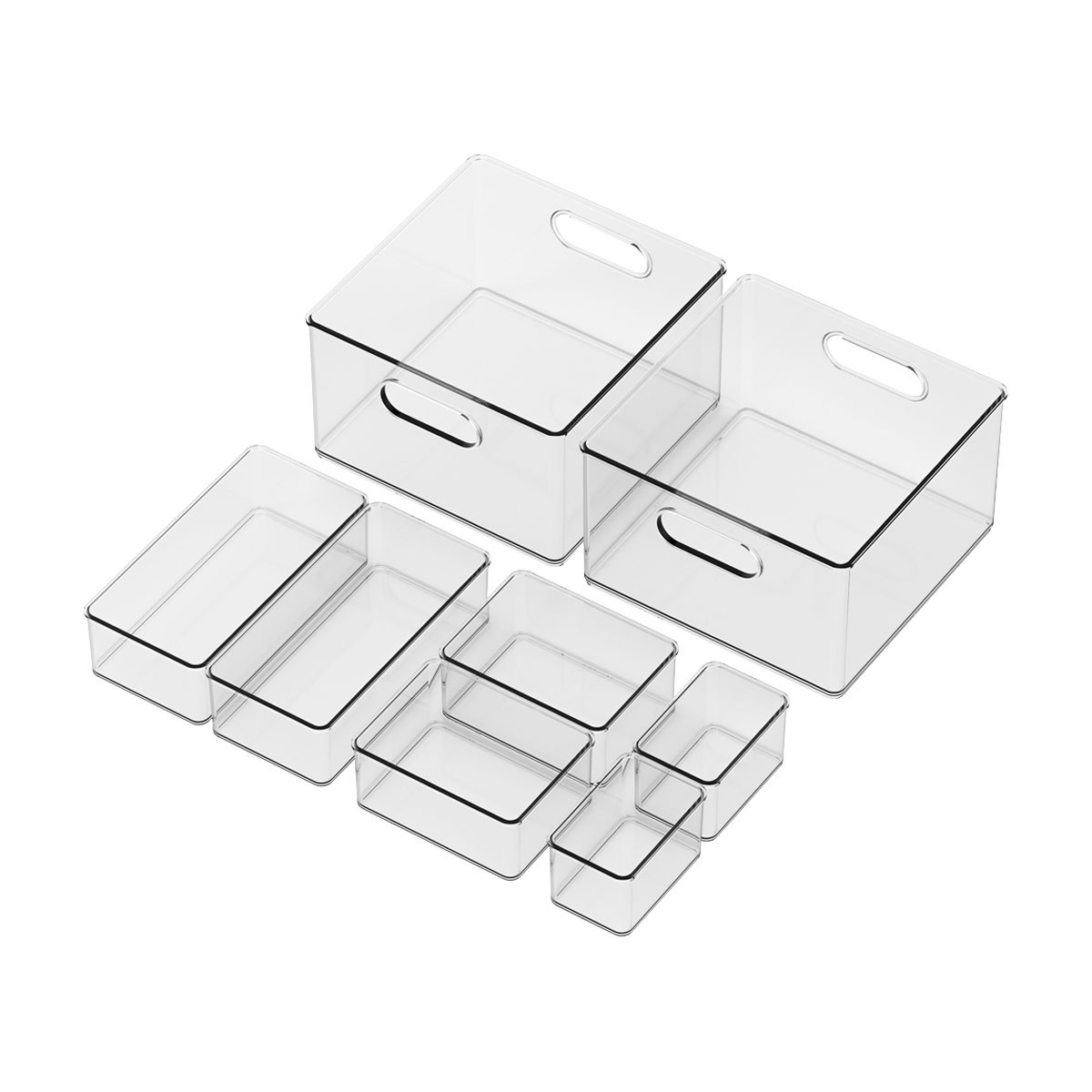 Small 0 8L 13cm Square Clear Plastic Art & Craft Organiser Storage Box