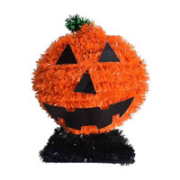 Tinsel Jack-O-Lantern Pumpkin Tabletop Décor