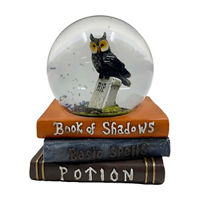 Resin Owl Waterglobe with Stacked Book