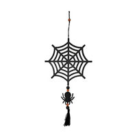 Wooden Hanging Spider Web Décor