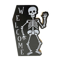 Welcome&#x27; Halloween Skeleton Wooden Table Décor